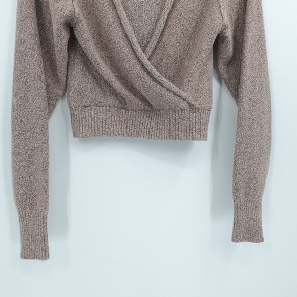 Free People Sweater Womens Medium Rose Gold Knit Wrap Cropped Metallic Shimmer - Picture 8 of 11